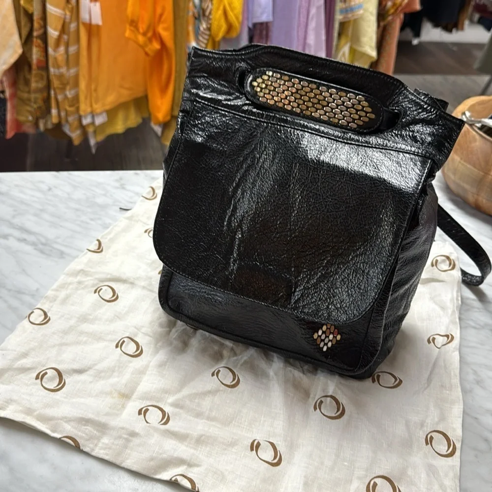 Sold calleen Cordero Dante  Crinkle Patent Leather Embellished Convertible Bag